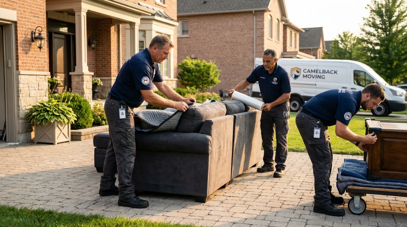Large estate moving crew wrapping furniture in Mena, AR